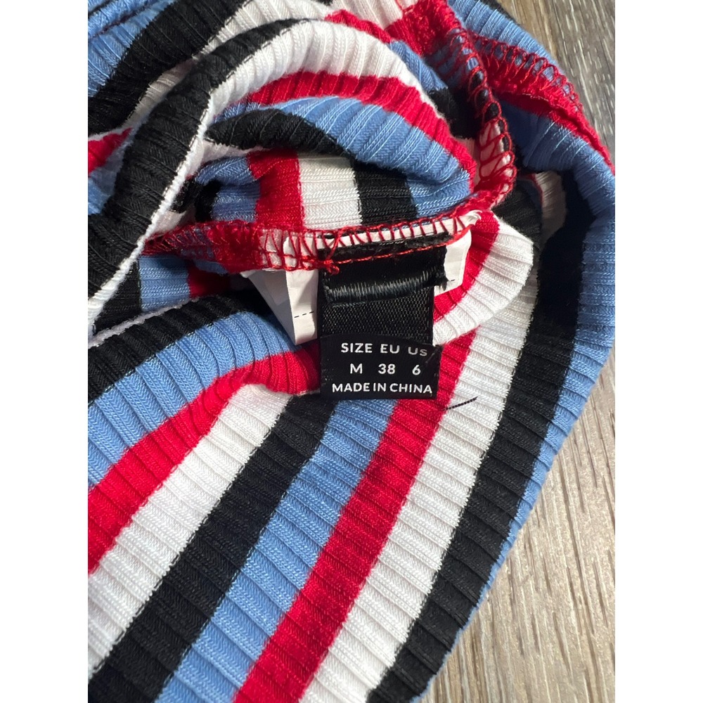 Halter Mini Dress Womens Size 6 Multicolor Striped Excellent Ribbed - Picture 6 of 6